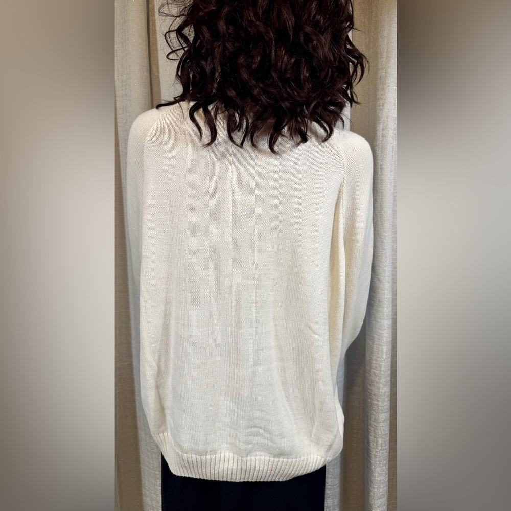 🤍 Carly Blake Ivory 100% Cotton Knit Sweater – Size 3X (Made in USA) - Picture 4 of 6